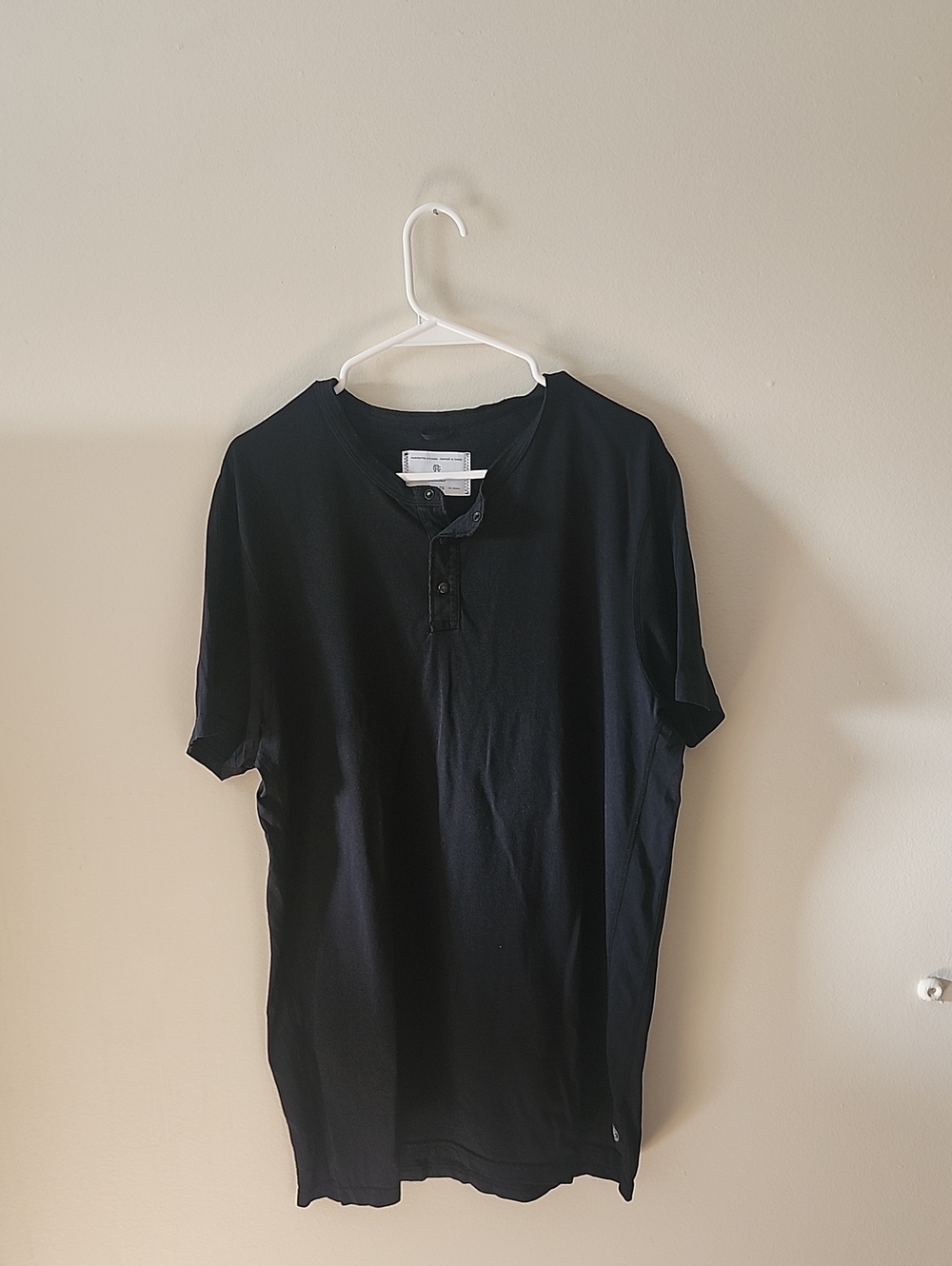 Reigning Champ Black Short-Sleeve Henley Button-Down Shirt